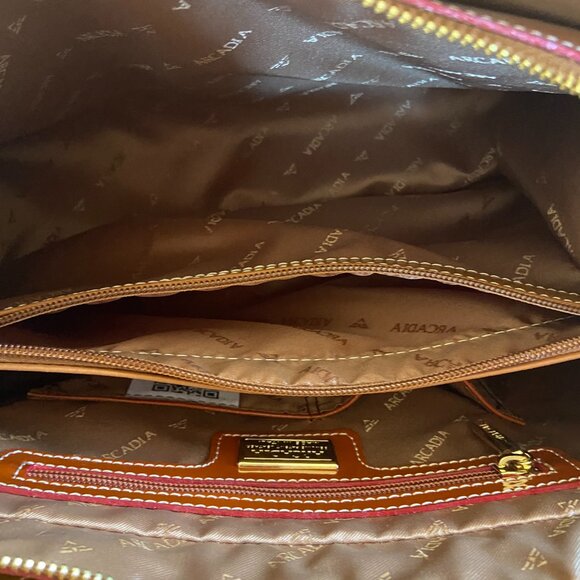 Arcadia Italian Vacchetta Trims Patent Leather Satchel TOTE - Picture 6 of 6